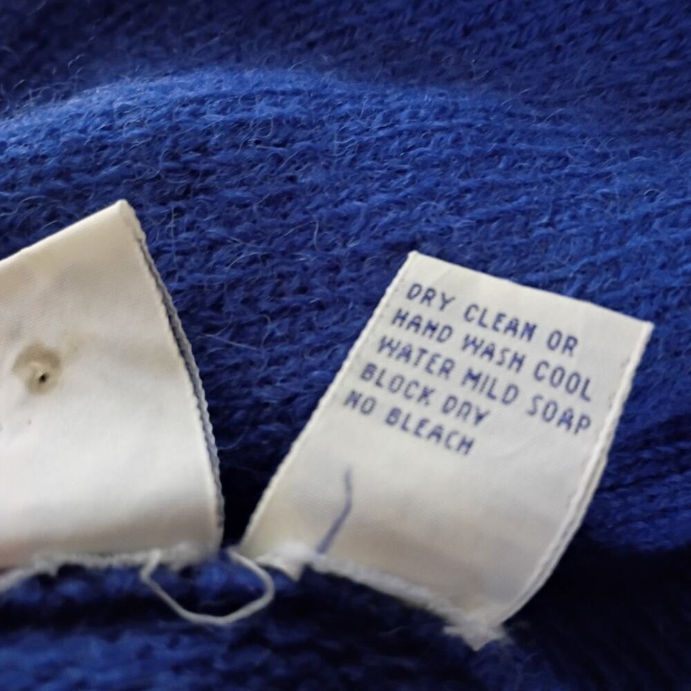 Vintage Cobalt Blue Shetland Wool Sweater Vest Medium Game Bird Sporting Lodge - Picture 10 of 10